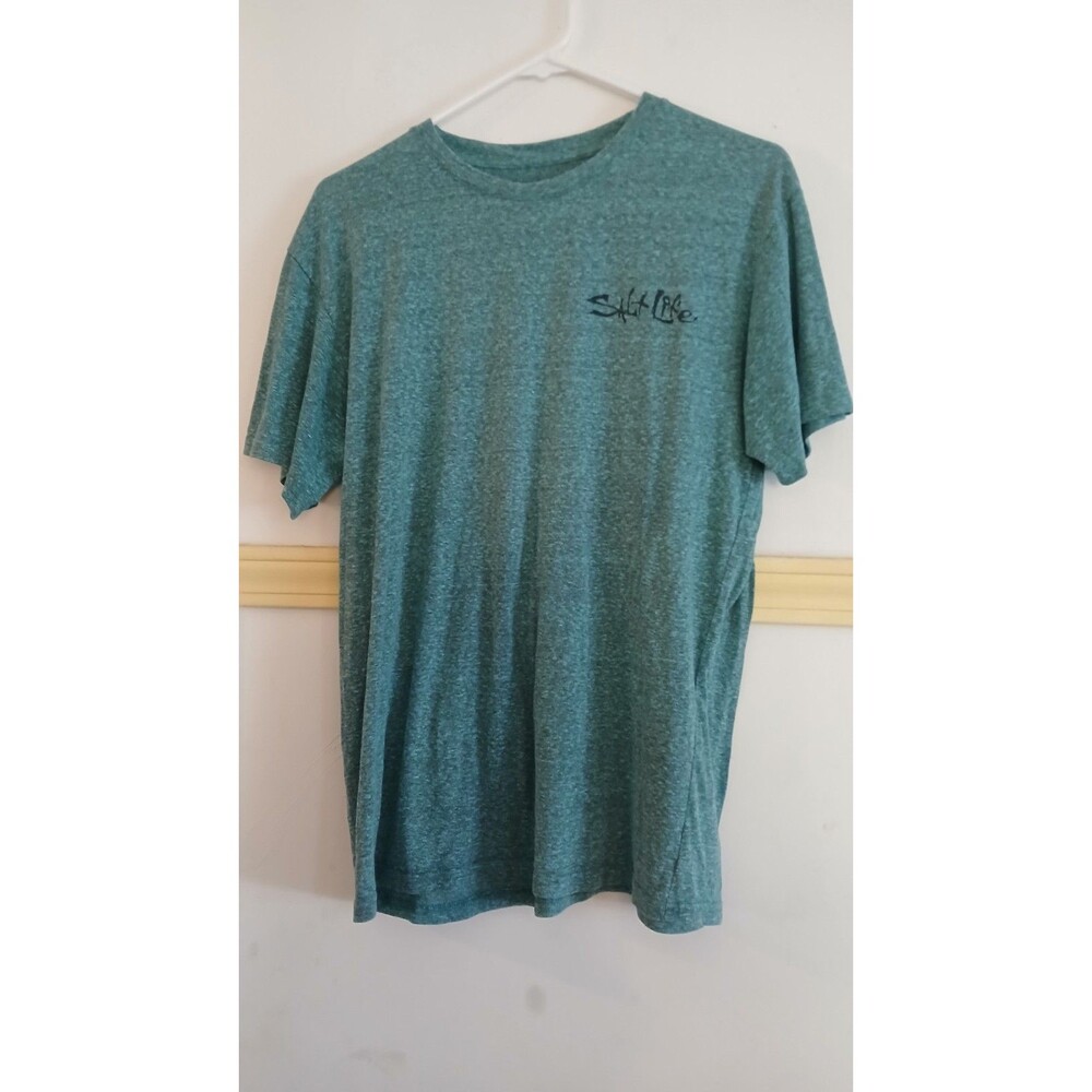 Salt Life Mens Medium Short Sleeve Fish Surf Dive Chill Green/Blue Beach Palm